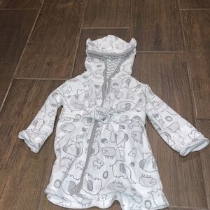 Gray and White Neutral baby robe